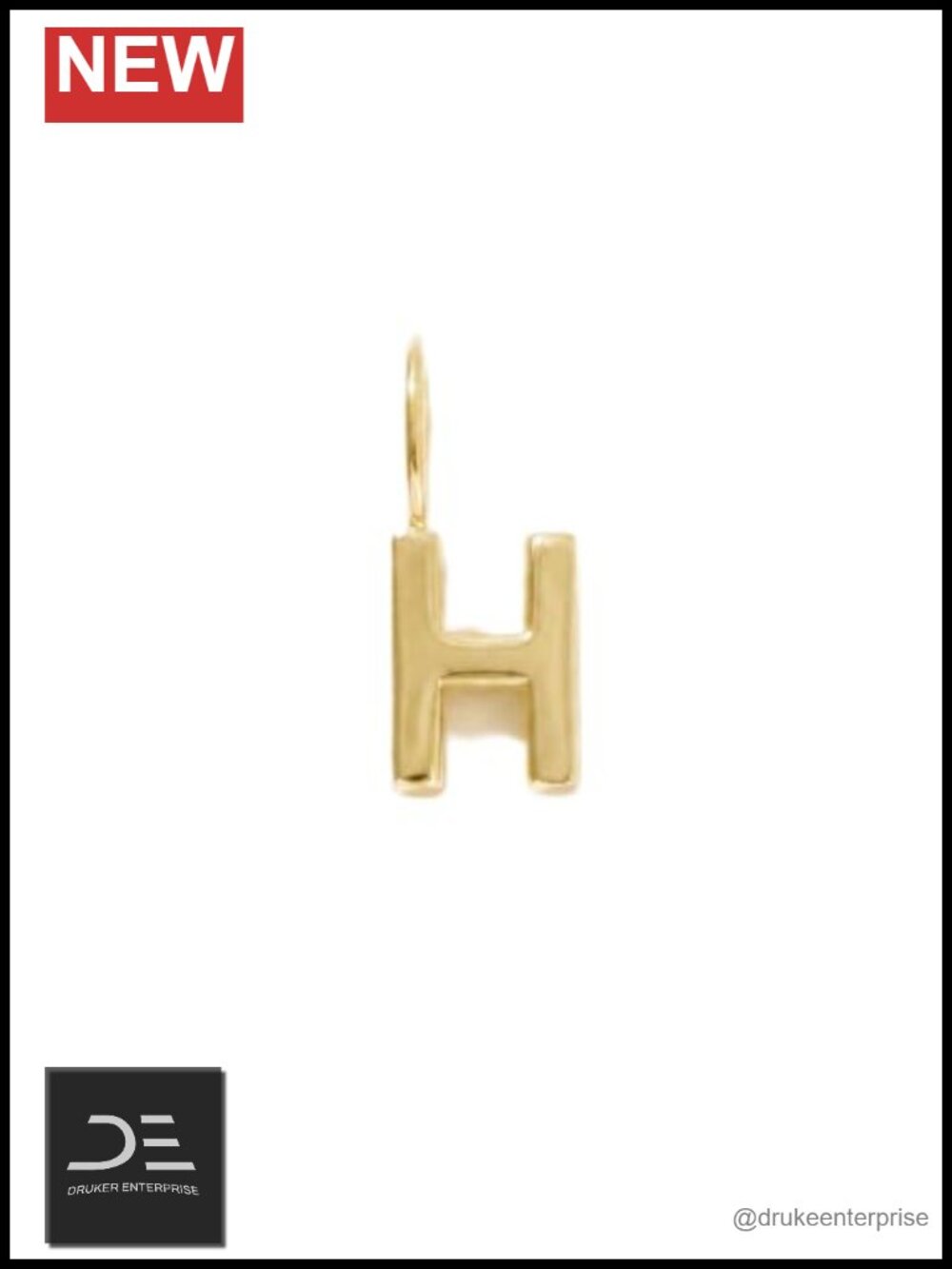 14K Solid Gold Initial Letter Pendant Charm 7mm for Necklace Personalized A-Z